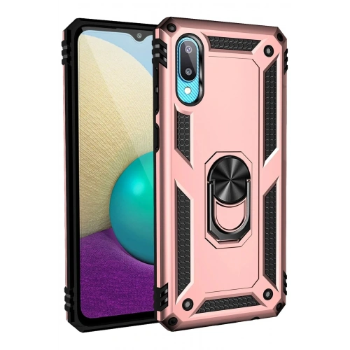 Mey İthalat®  Samsung Galaxy A02 Kılıf Sofya Yüzüklü Silikon Kapak - Rose