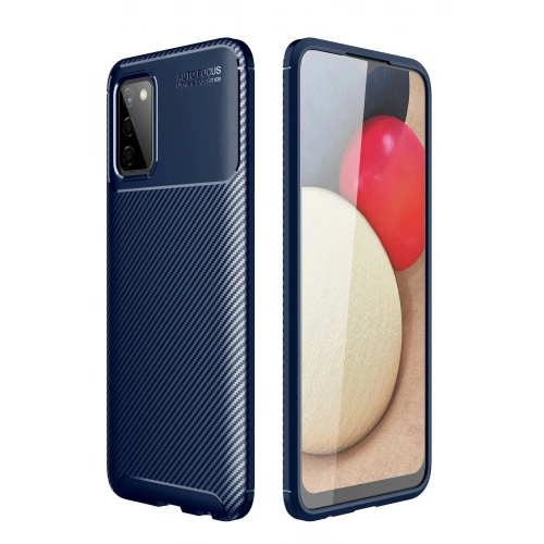 Mey İthalat®  Samsung Galaxy A02S Kılıf Auto Focus Karbon Kapak - Lacivert