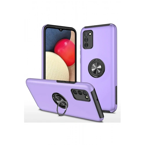 Mey İthalat®  Samsung Galaxy A02S Kılıf Elit Yüzüklü Kapak - Mor