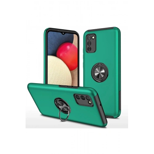 Mey İthalat®  Samsung Galaxy A02S Kılıf Elit Yüzüklü Kapak - Yeşil