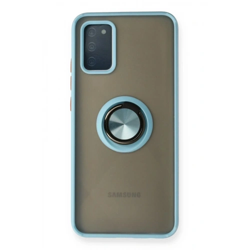 Mey İthalat®  Samsung Galaxy A02S Kılıf Montreal Yüzüklü Silikon Kapak - Buz Mavi