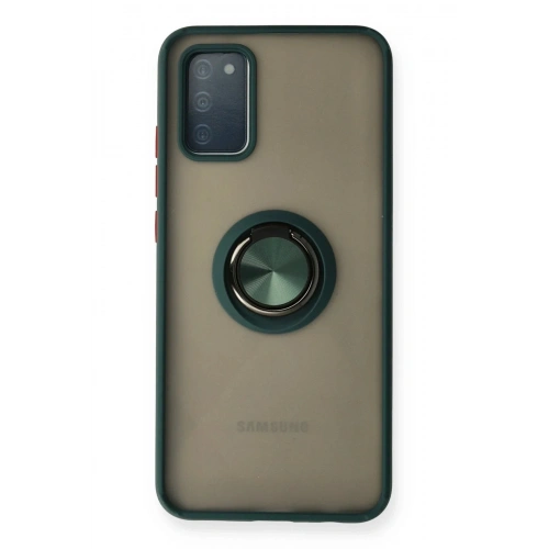 Mey İthalat®  Samsung Galaxy A02S Kılıf Montreal Yüzüklü Silikon Kapak - Yeşil