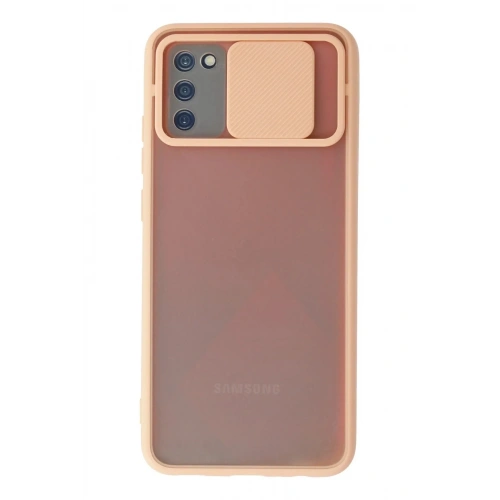 Mey İthalat®  Samsung Galaxy A02S Kılıf Palm Buzlu Kamera Sürgülü Silikon - Pembe