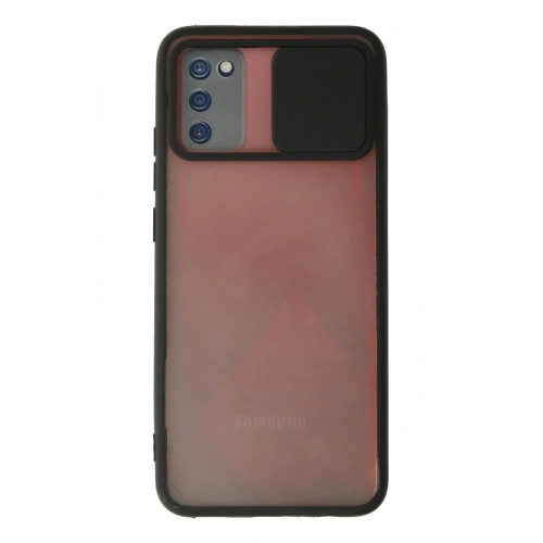 Mey İthalat®  Samsung Galaxy A02S Kılıf Palm Buzlu Kamera Sürgülü Silikon - Siyah
