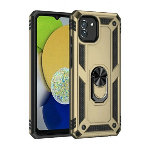 Mey İthalat®  Samsung Galaxy A03 Kılıf Sofya Yüzüklü Silikon Kapak - Gold