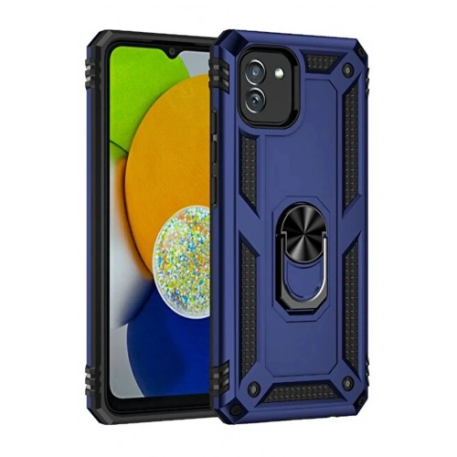 Mey İthalat®  Samsung Galaxy A03 Kılıf Sofya Yüzüklü Silikon Kapak - Lacivert