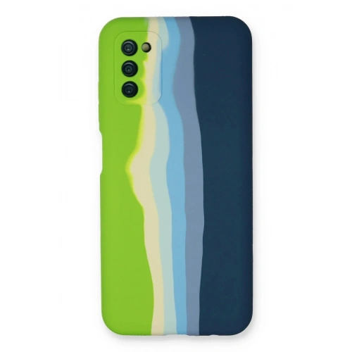 Mey İthalat®  Samsung Galaxy A03S Kılıf Ebruli Lansman Silikon - Yeşil-Koyu Yeşil