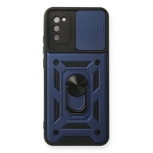 Mey İthalat®  Samsung Galaxy A03S Kılıf Pars Lens Yüzüklü Silikon - Lacivert