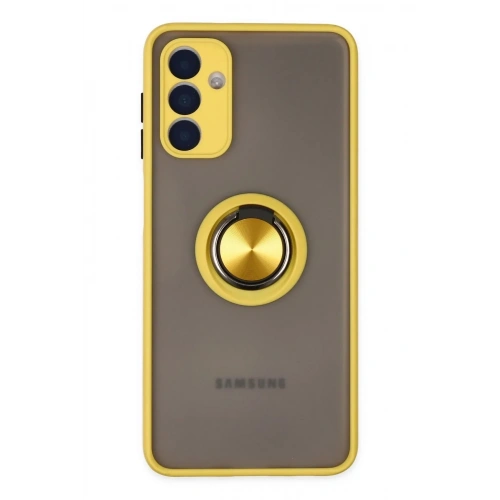 Mey İthalat®  Samsung Galaxy A04S Kılıf Montreal Yüzüklü Silikon Kapak - Sarı
