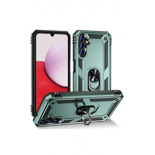 Mey İthalat®  Samsung Galaxy A04S Kılıf Sofya Yüzüklü Silikon Kapak - Yeşil