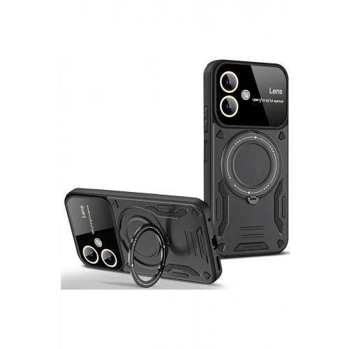 Mey İthalat®  Samsung Galaxy A05 Kılıf Joy Lens Standlı Kapak - Siyah