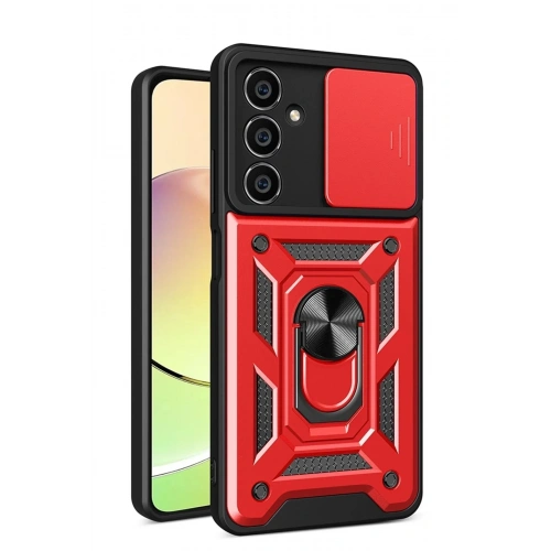 Mey İthalat®  Samsung Galaxy A05 Kılıf Pars Lens Yüzüklü Silikon - Kırmızı