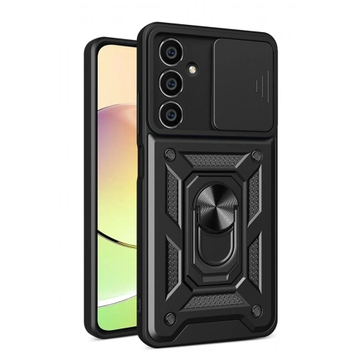 Mey İthalat®  Samsung Galaxy A05 Kılıf Pars Lens Yüzüklü Silikon - Siyah