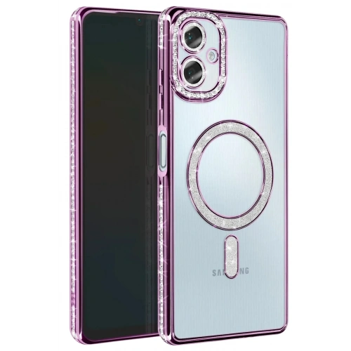 Mey İthalat®  Samsung Galaxy A06 Joke Simli Magneticsafe Kılıf - Derin Mor