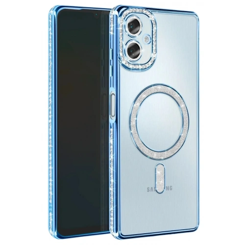 Mey İthalat®  Samsung Galaxy A06 Joke Simli Magneticsafe Kılıf - Mavi