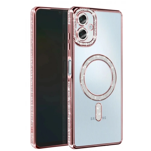 Mey İthalat®  Samsung Galaxy A06 Joke Simli Magneticsafe Kılıf - Pembe