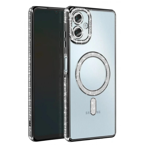 Mey İthalat®  Samsung Galaxy A06 Joke Simli Magneticsafe Kılıf - Siyah