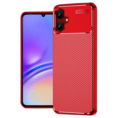 Mey İthalat®  Samsung Galaxy A06 Kılıf Auto Focus Karbon Kapak - Kırmızı