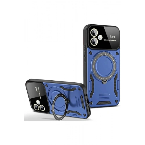 Mey İthalat®  Samsung Galaxy A06 Kılıf Joy Lens Standlı Kapak - Lacivert