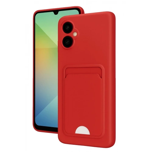 Mey İthalat®  Samsung Galaxy A06 Kılıf Kelvin Kartvizitli Silikon - Kırmızı