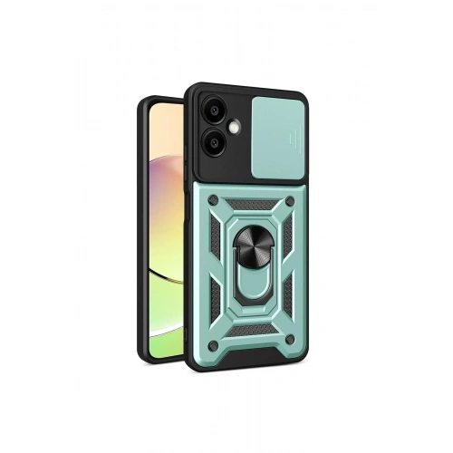 Mey İthalat®  Samsung Galaxy A06 Kılıf Pars Lens Yüzüklü Silikon - Yeşil