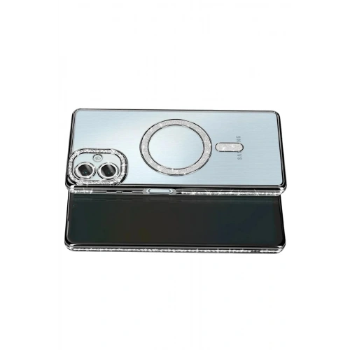 Mey İthalat®  Samsung Galaxy A07 4G Joke Simli Magneticsafe Kılıf - Siyah