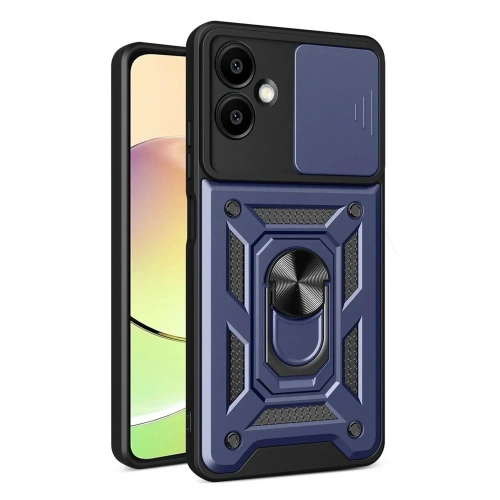 Mey İthalat®  Samsung Galaxy A07 4G Pars Lens Yüzüklü Silikon - Lacivert