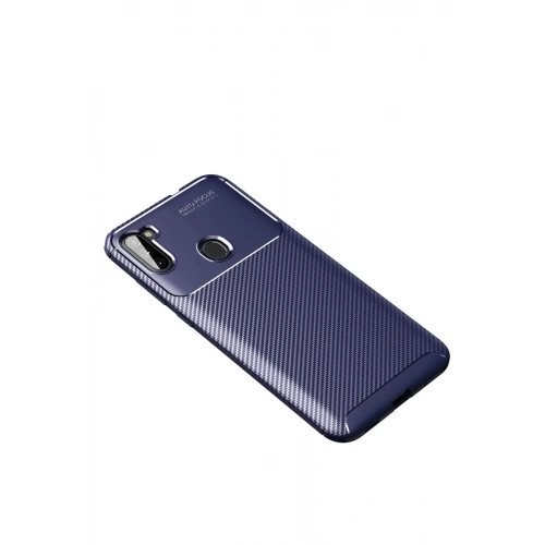 Mey İthalat®  Samsung Galaxy A11 Kılıf Auto Focus Karbon Kapak - Lacivert