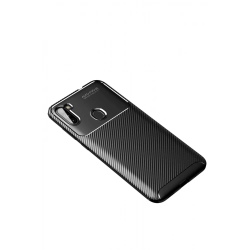 Mey İthalat®  Samsung Galaxy A11 Kılıf Auto Focus Karbon Kapak - Siyah