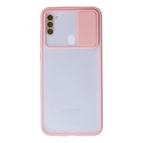 Mey İthalat®  Samsung Galaxy A11 Kılıf Palm Buzlu Kamera Sürgülü Silikon - Pembe