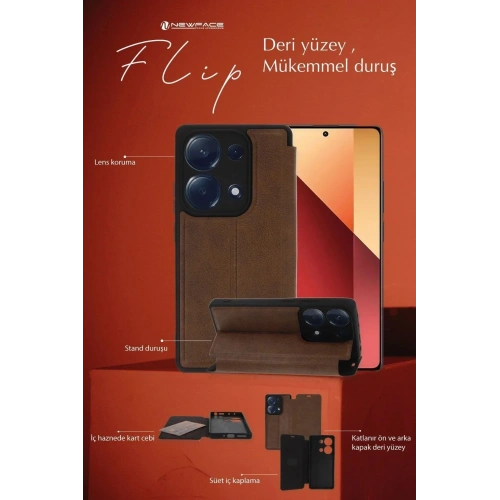 Mey İthalat®  Samsung Galaxy A15 4G Kılıf Flip Cover - Taba