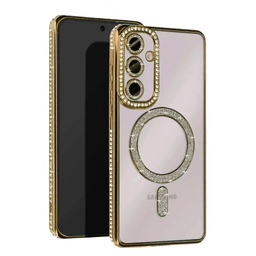 Mey İthalat®  Samsung Galaxy A16 5G Joke Simli Magneticsafe Kılıf - Gold