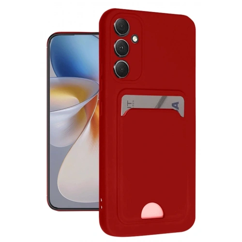 Mey İthalat®  Samsung Galaxy A16 5G Kılıf Kelvin Kartvizitli Silikon - Kırmızı