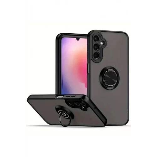 Mey İthalat®  Samsung Galaxy A16 5G Kılıf Montreal Yüzüklü Silikon Kapak - Siyah