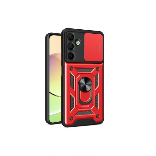 Mey İthalat®  Samsung Galaxy A16 5G Kılıf Pars Lens Yüzüklü Silikon - Kırmızı