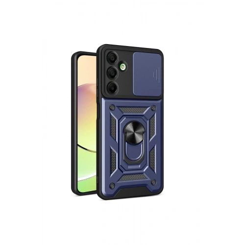 Mey İthalat®  Samsung Galaxy A16 5G Kılıf Pars Lens Yüzüklü Silikon - Lacivert