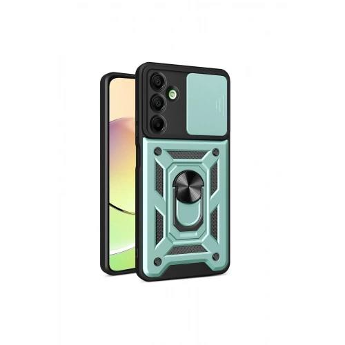 Mey İthalat®  Samsung Galaxy A16 5G Kılıf Pars Lens Yüzüklü Silikon - Yeşil