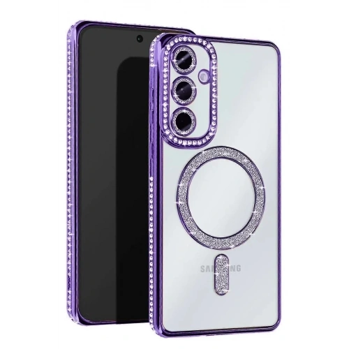 Mey İthalat®  Samsung Galaxy A17 5G Joke Simli Magneticsafe Kılıf - Derin Mor