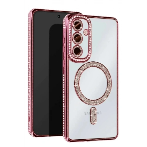 Mey İthalat®  Samsung Galaxy A17 5G Joke Simli Magneticsafe Kılıf - Pembe