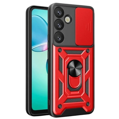 Mey İthalat®  Samsung Galaxy A17 5G Pars Lens Yüzüklü Silikon - Kırmızı