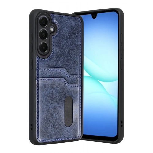 Mey İthalat®  Samsung Galaxy A17 5G Sara Kartvizitli Deri Kılıf - Lacivert