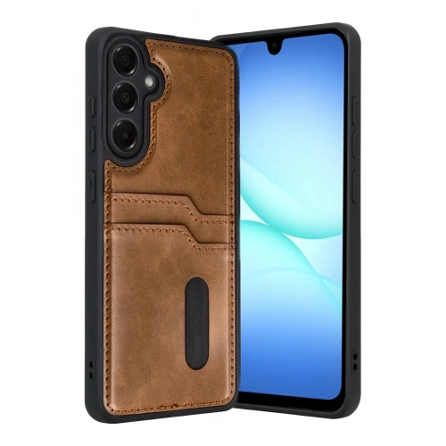 Mey İthalat®  Samsung Galaxy A17 5G Sara Kartvizitli Deri Kılıf - Taba