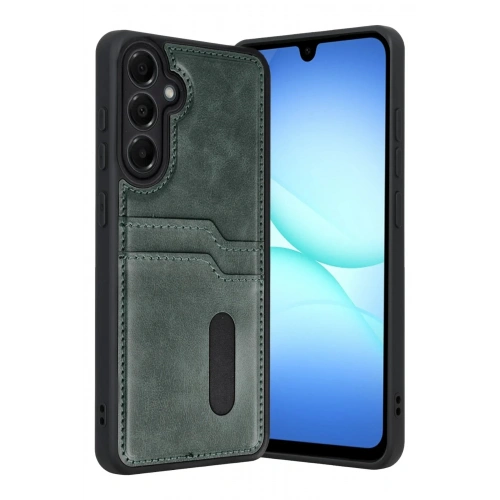 Mey İthalat®  Samsung Galaxy A17 5G Sara Kartvizitli Deri Kılıf - Yeşil