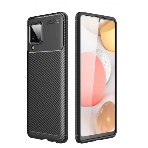Mey İthalat®  Samsung Galaxy A22 Kılıf Auto Focus Karbon Kapak - Siyah