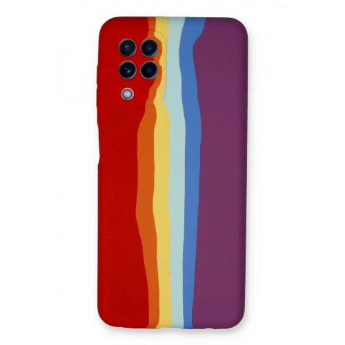 Mey İthalat®  Samsung Galaxy A22 Kılıf Ebruli Lansman Silikon - Kırmızı-Mor