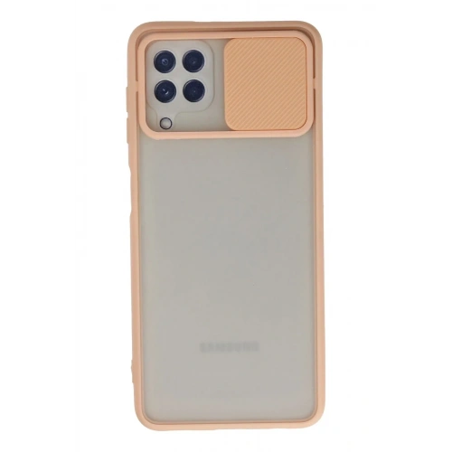 Mey İthalat®  Samsung Galaxy A22 Kılıf Palm Buzlu Kamera Sürgülü Silikon - Pembe