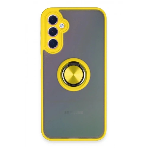 Mey İthalat®  Samsung Galaxy A24 4G Kılıf Montreal Yüzüklü Silikon Kapak - Sarı