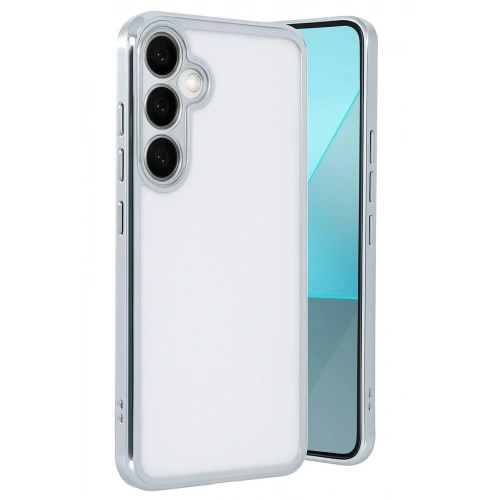 Mey İthalat®  Samsung Galaxy A24 4G Prime Kılıf  Lensli Silikon - Gümüş
