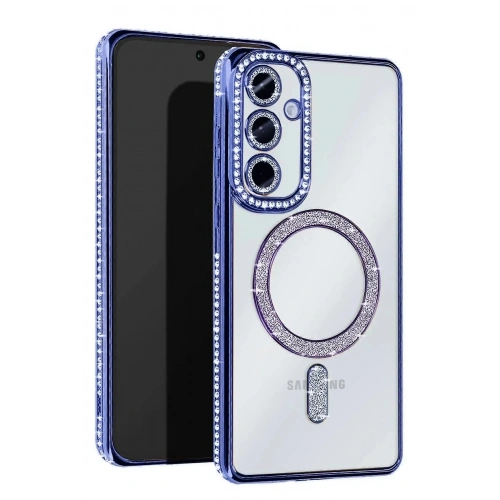 Mey İthalat®  Samsung Galaxy A25 5G Joke Simli Magneticsafe Kılıf - Mavi