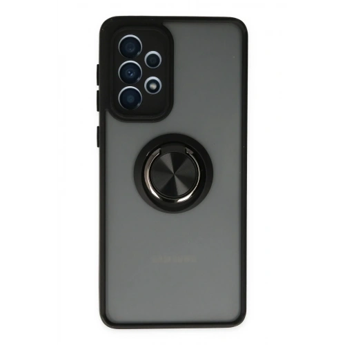 Mey İthalat®  Samsung Galaxy A33 5G Kılıf Montreal Yüzüklü Silikon Kapak - Siyah